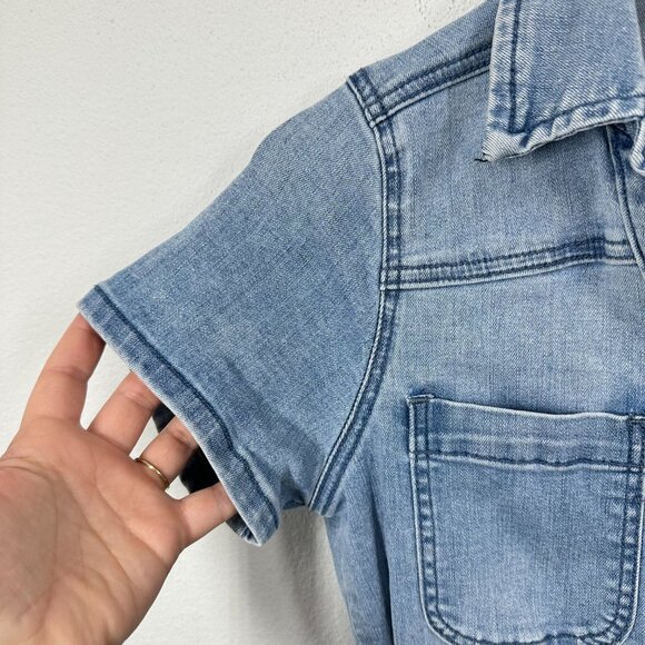 Altar'd State Women's Size XS Stretch Denim Shorts Romper Snap Front - Picture 6 of 10